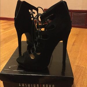 Black laced high heels